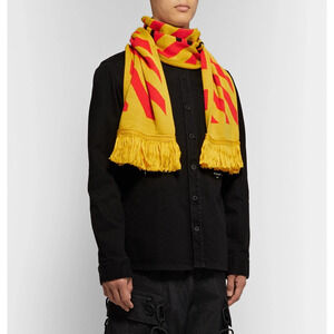Off-White Arrows Diagonal Stripe Fringe Trim Neck Scarf Yellow/Orange
